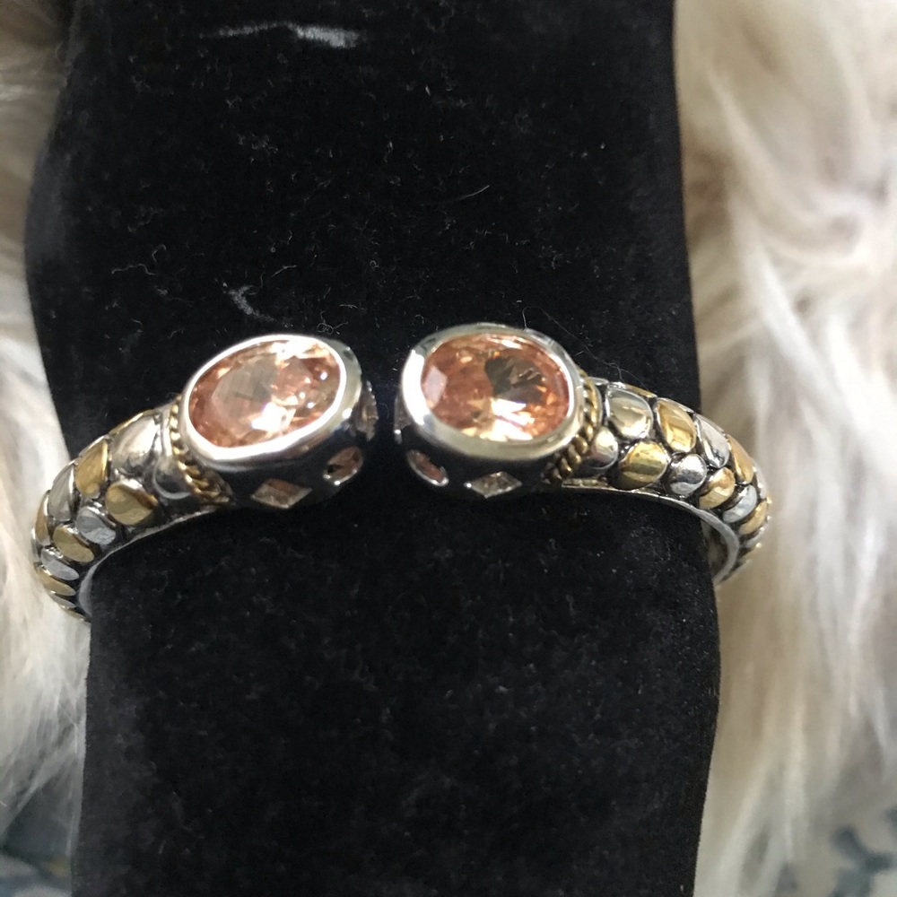 Silver Snakelike Bracelet with Citrine CZ stones
